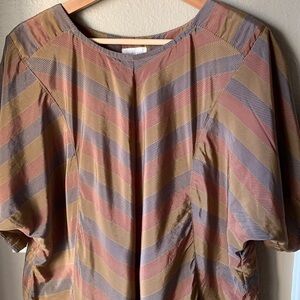 CHURCH & STATE Brown Oversized Striped Bag Dress with Pockets